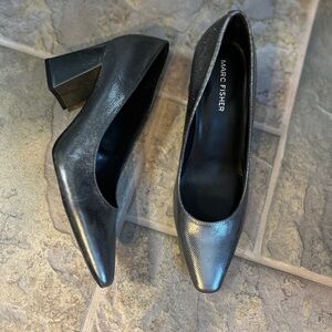 Marc Fisher Silver Textured Heels